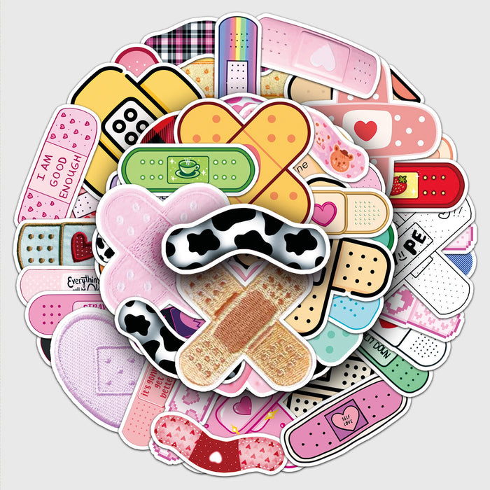 Wholesale 50pcs Cartoon Cute Creative Waterproof Band-Aid Graffiti Stickers