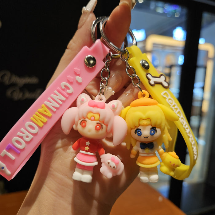 Wholesale Cute cartoon girl keychain for girls,  gift for claw machine