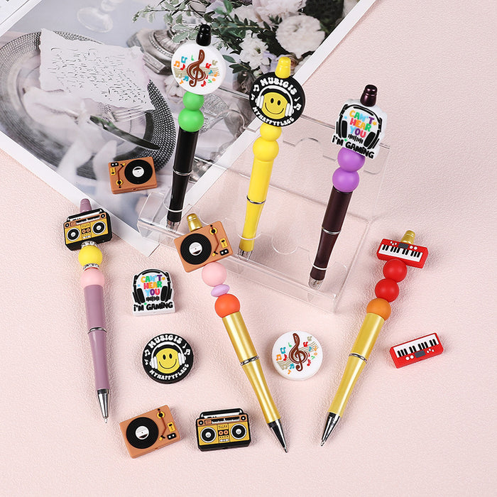 Wholesale 20pcs Music series silicone beads loose beads simulation retro soft plastic record player glue beads DIY jewelry