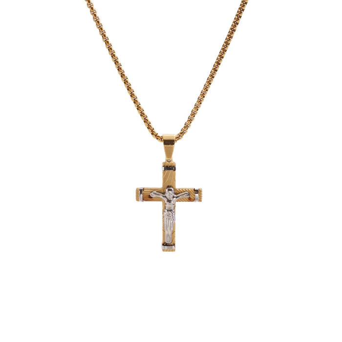 Wholesale New Titanium Steel Retro Cross Pendant Necklace Sweater Chain