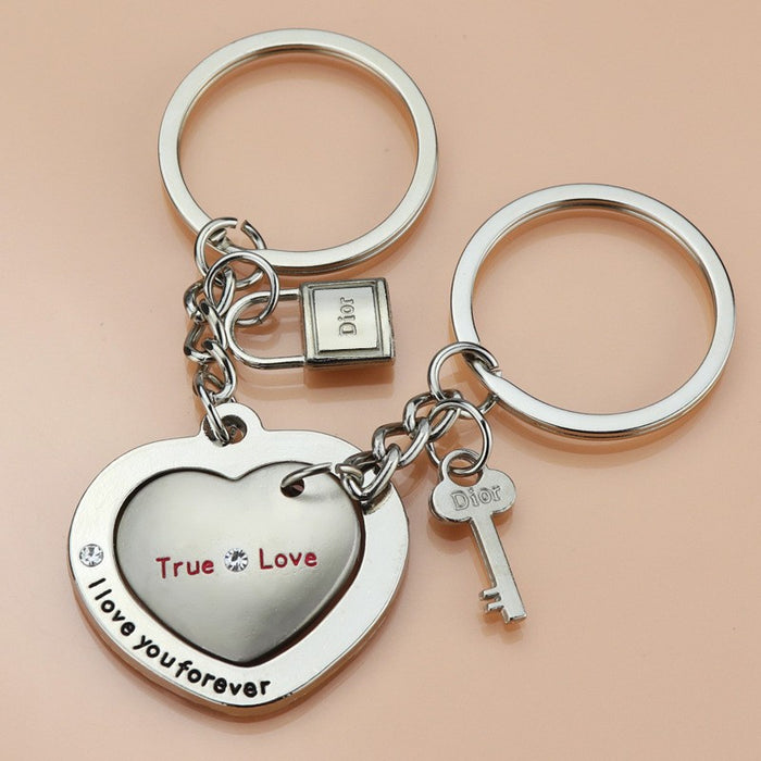 Wholesale Heart-shaped couple metal keychain