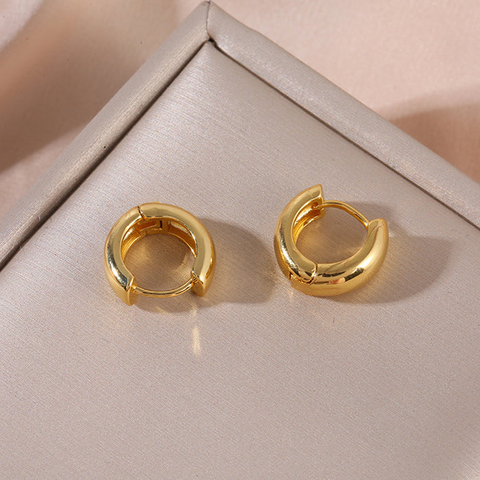 Wholesale Ladies' high-end copper material smooth concealed buckle versatile circle earrings in stock