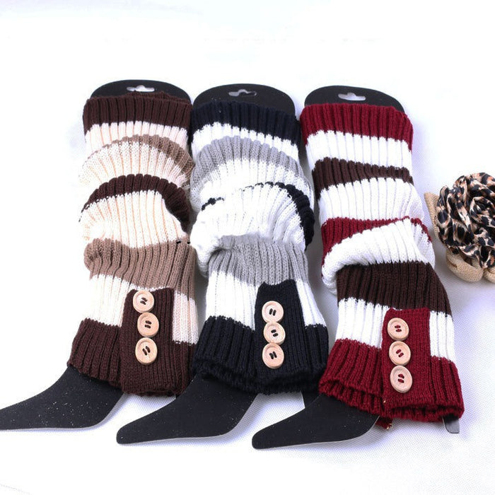 Wholesale Wool Foot Warmers Button Socks Boot Covers Knitted Leg Covers JDC-SK-XQ032