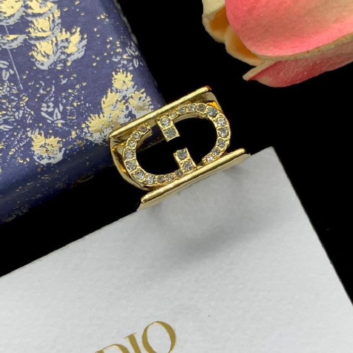 Wholesale Rhinestone brass material ring niche design adjustable open ring