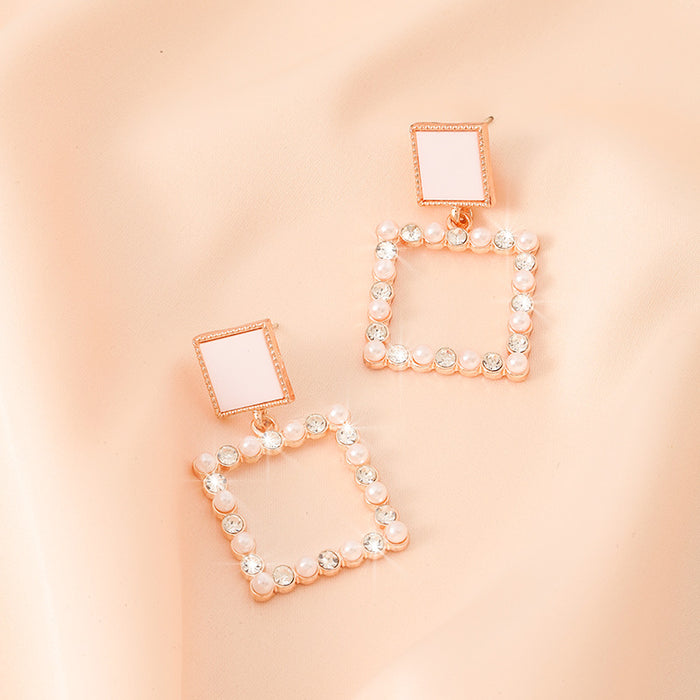 Wholesale Square Diamond White stud earrings