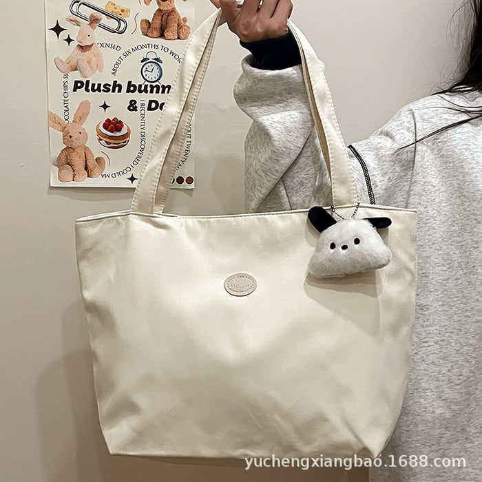 Wholesale Solid color casual versatile shoulder bag large capacity student handbag commuting to class tote bag