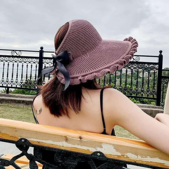 Wholesale Sun hat, foldable, sun hat, sun protection bow, versatile, empty top