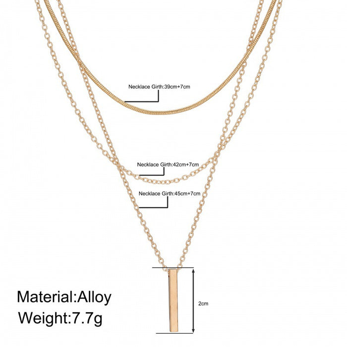 Wholesale Bohemian Multi layer Necklace Personalized Multi layer Small Hard Bar Pendant Collarbone Chain Stacked Wearing