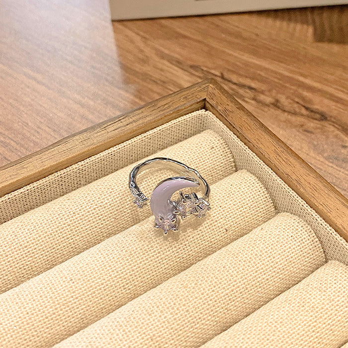 Wholesale Butterfly drop glazed flower ring, niche, high-end, light luxury, personalized, fashionable, exquisite, versatile ring