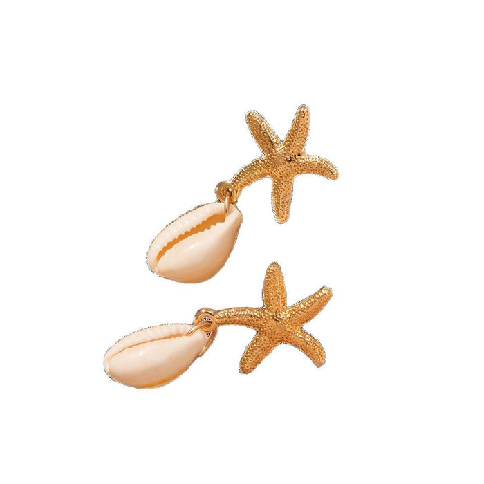 Wholesale Ocean holiday style starfish pendant earrings women ins style niche temperament shell earrings tide
