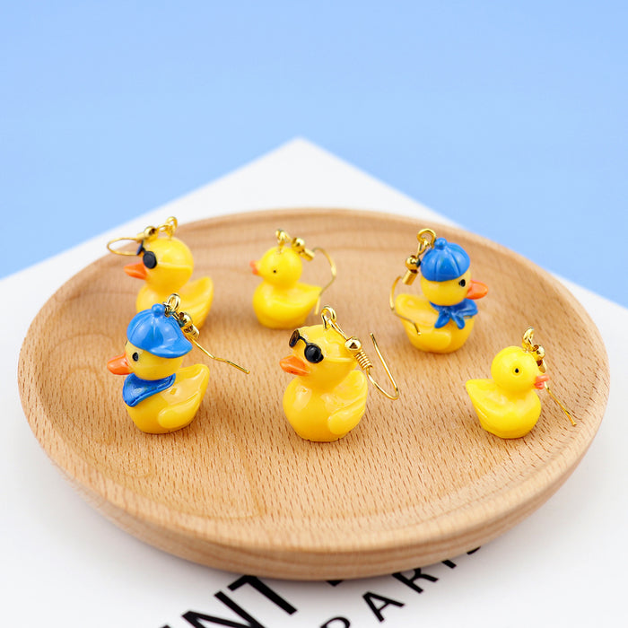 Wholesale Cartoon Three-dimensional Little Yellow Duck Earrings JDC-ES-niqing035