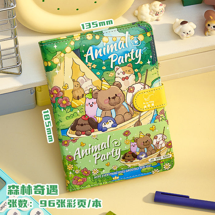 Wholesale Cute Cartoon Bear Imitation Leather Notebook with Magnetic Buckle 96 Full-Color Page