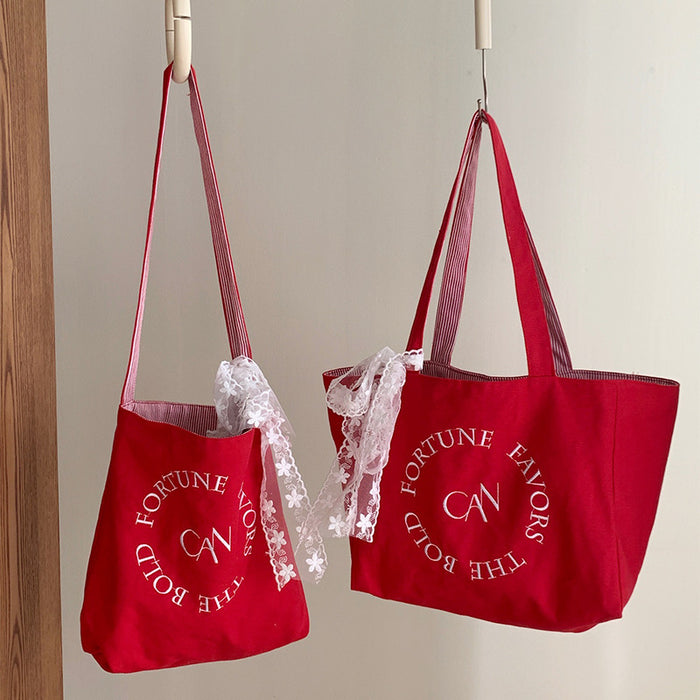 Wholesale Versatile and fashionable letter embroidered shoulder bag, large capacity tote bag, class commuting bag