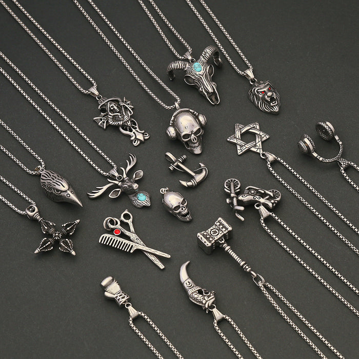 Wholesale Men's Punk Stainless Steel Pendant Necklace JDC-NE-BingM030