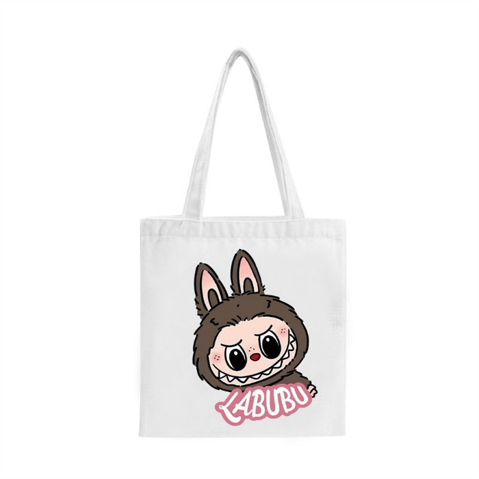 Wholesale Large capacity cute cartoon print white canvas shoulder bag