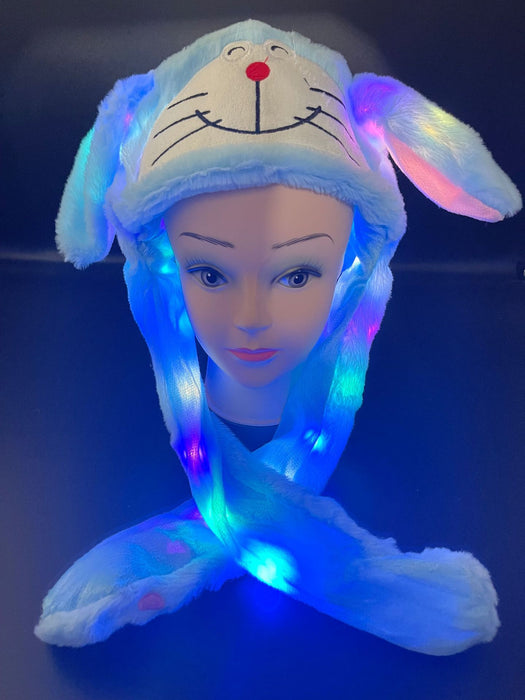 Wholesale Glowing bunny hat with moving ears cute plush warm hat