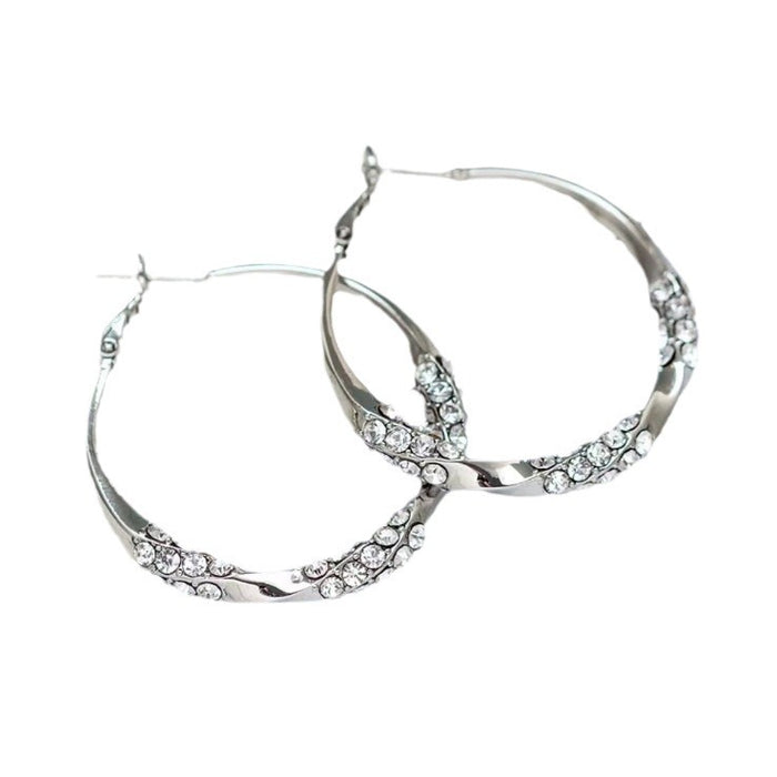 Wholesale Diamond high-end ear rings, large ring earrings, ear buckles, fashionable and versatile earrings