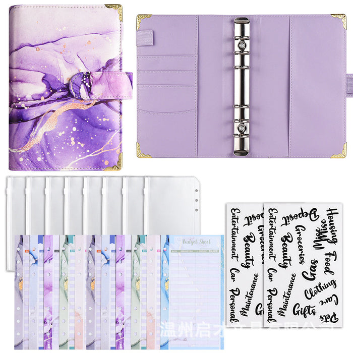 Wholesale Binder Zipper Bag Macaron Notebook Leather Pu Loose-Leaf Cash Budget Notebook