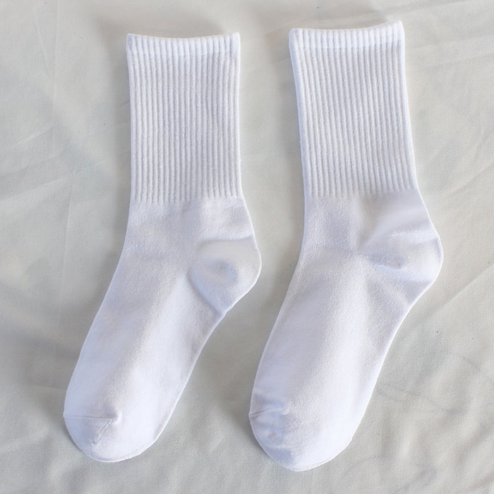 Wholesale High elastic socks, mid length socks, sports sweat absorbing cotton socks, casual solid color long socks