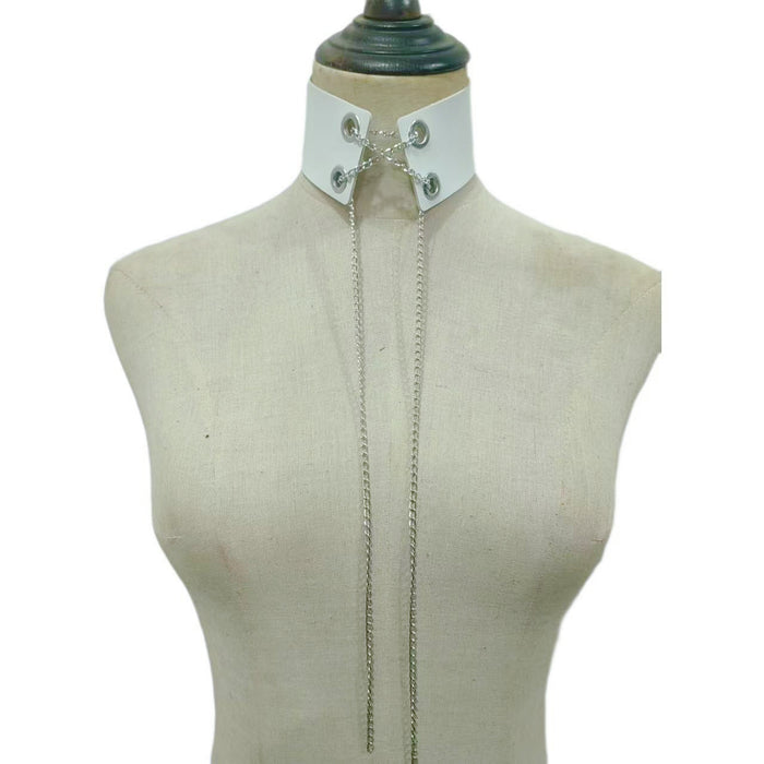 Wholesale New metal chain strap necklace necklace with PU leather collar, cute punk collar necklace accessories