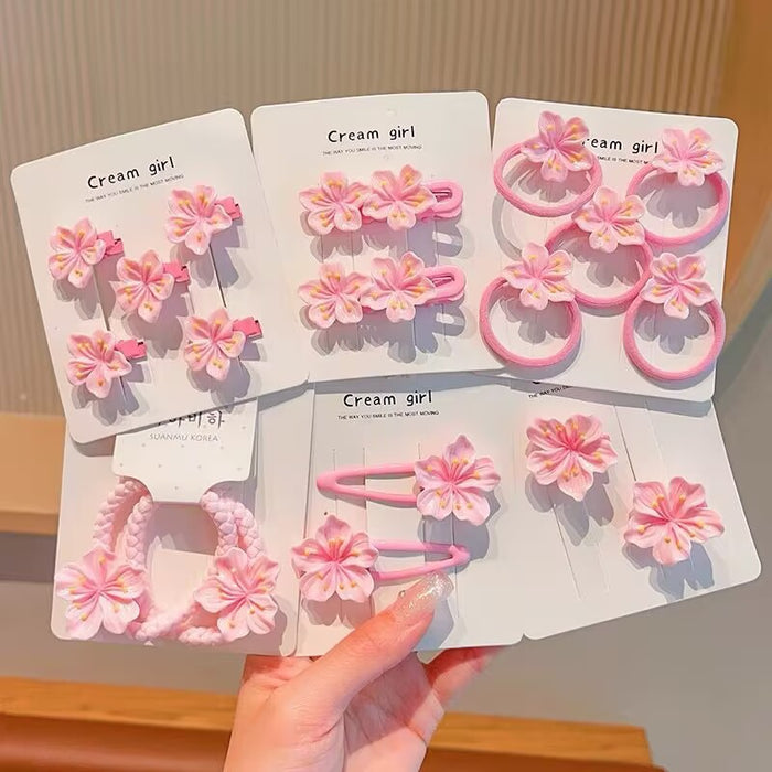 Wholesale Plastic Cherry Blossom Hair Clips Set Spring Floral Hair Accessories for Girls