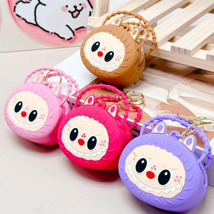 Wholesale Silicone Coin Purse Keychain Portable Round Cartoon Headset Storage Bag Decorative Small Pendant