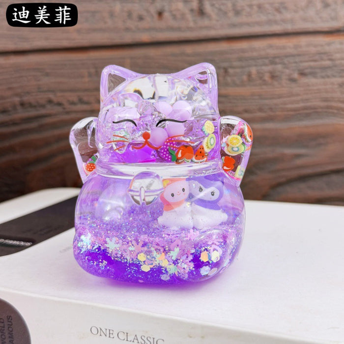 Wholesale Oil Drops Liquid Sand Bottle Acrylic Oil Ornaments Dripping Lucky Cat Oil Leakage Small Gift
