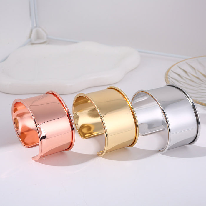 Wholesale Metal exaggerated glossy bracelet, minimalist punk wide open adjustable iron bracelet