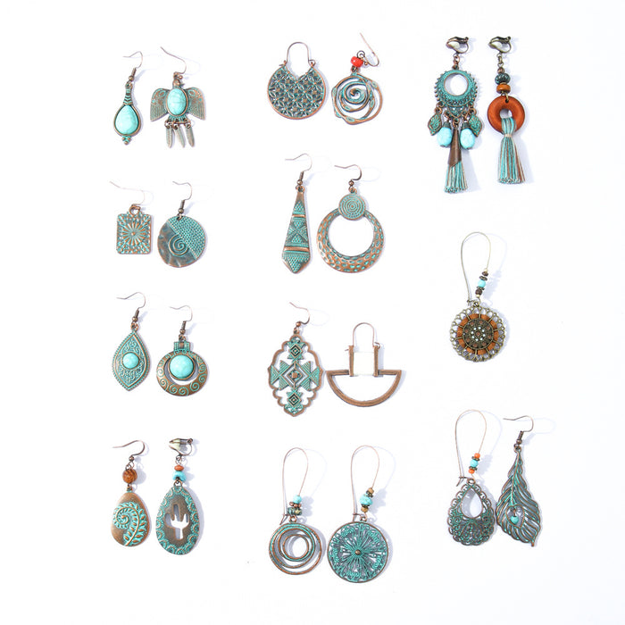 Wholesale Bohemian Geometric Tassel Earrings Set - Zinc Alloy Electroplated Boutique Resale Jewelry