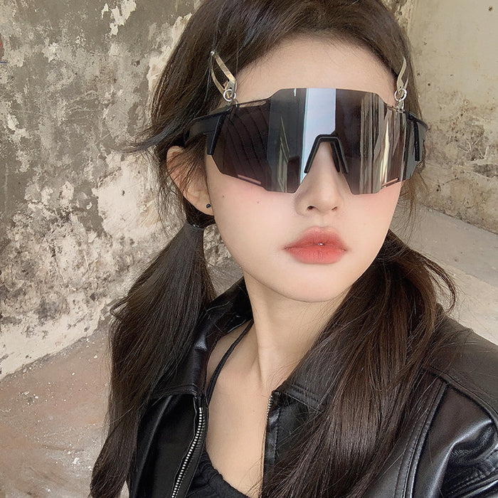 Wholesale Cycling glasses, white frame, transparent sheet, large frame, outdoor color changing sunglasses, running UV, myopia ink