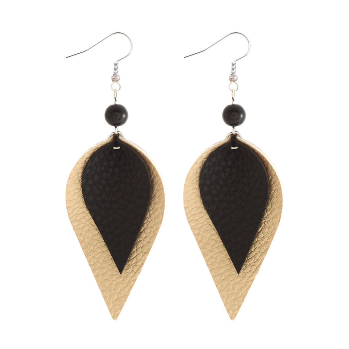 Wholesale Earrings with simple and fashionable multi-layer leather structure, ear hooks, wholesale