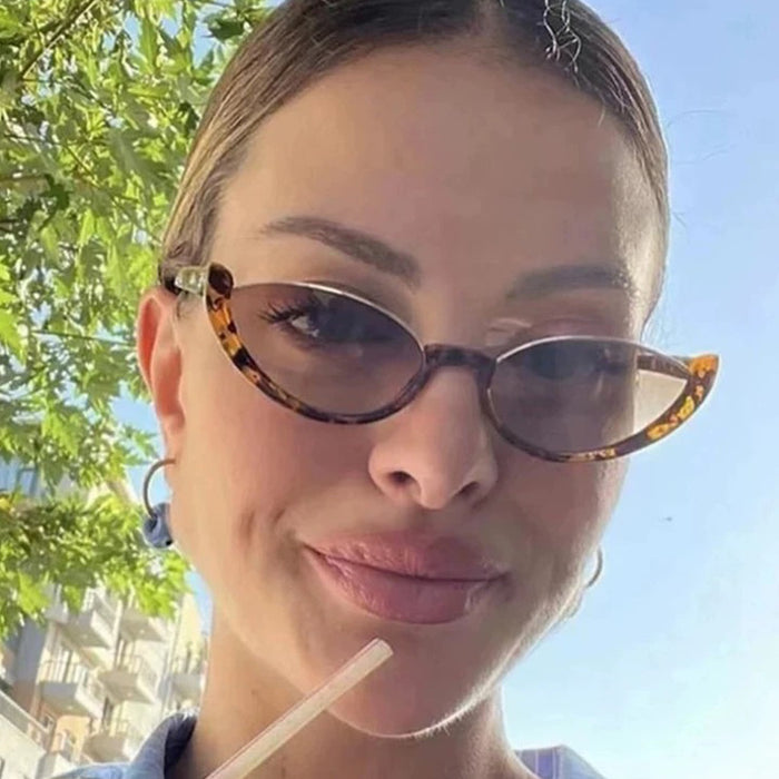 Wholesale Cat eye niche half frame sunglasses retro glasses fashion trend sunglasses