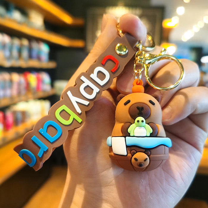 Wholesale Silicone Capybara Keychain Charm Eat Watermelon Design