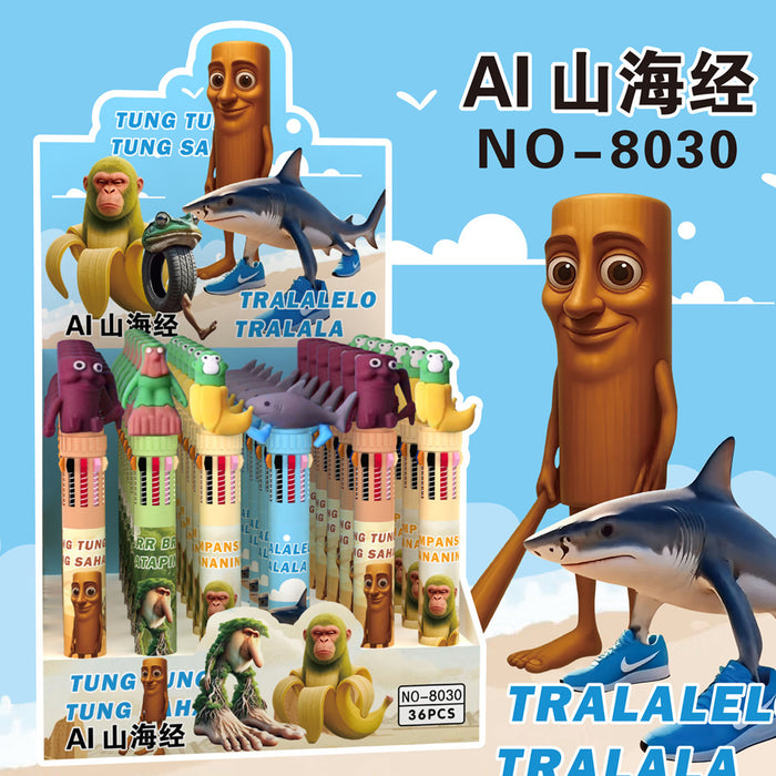 Wholesale 36pcs Halloween Soft Rubber Grip 10-Color Ballpoint Pen Set Cartoon Design