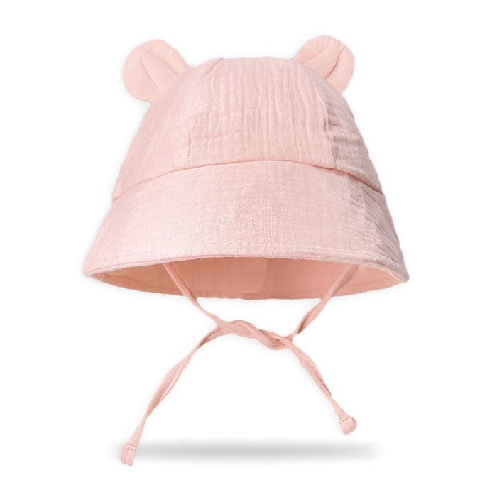 Wholesale Summer Baby Solid Color Gauze Basin Hat New Rabbit Ear Children's Sun Hat JDC-FH-ZB001