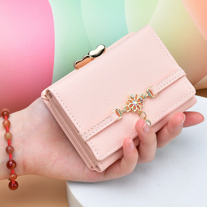 Wholesale Fresh Chain Three-fold Cartoon Thin Wallet for Students Cute Small Coin Purse Women's Short Wallet