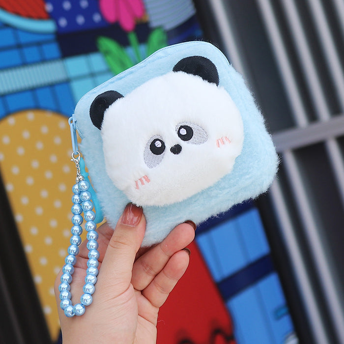Wholesale Plush Animal Coin Purse With Bead Chain Cute Cartoon Large Capacity Pouch Stylish Everyday Bag For Women