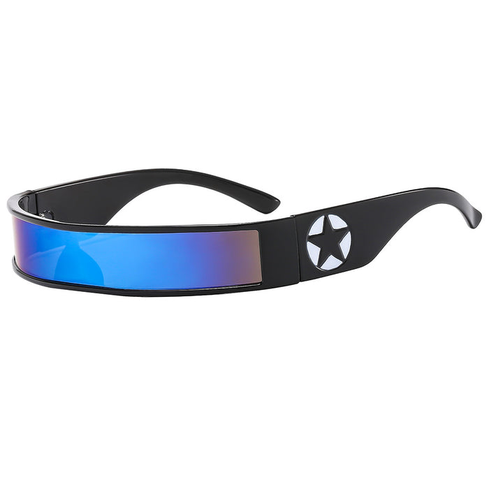 Wholesale Cyberpunk five-pointed star technology riding one-piece  future sense niche  hot girl sunglasses