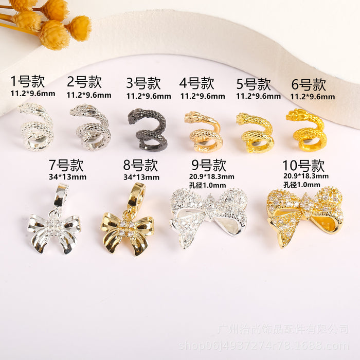 Wholesale Running ring inlaid with zirconium and full diamond bow, separated by pearl crystal accessories DIY handmade bead matching