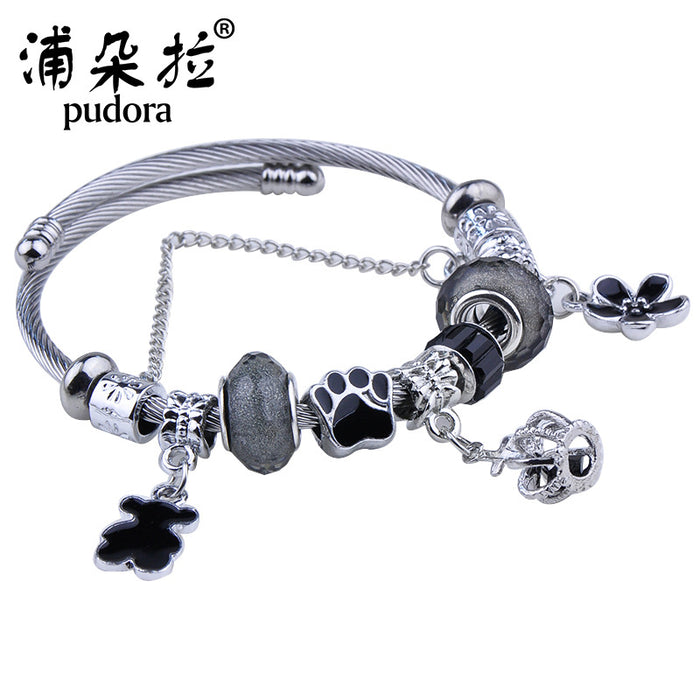 Wholesale New stainless steel bracelet, fashionable DIY bead bracelet, minimalist design