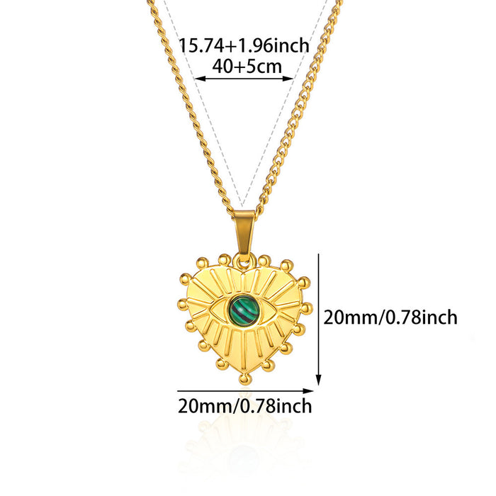 Wholesale  Stainless steel heart-shaped zircon pearl pendant necklace