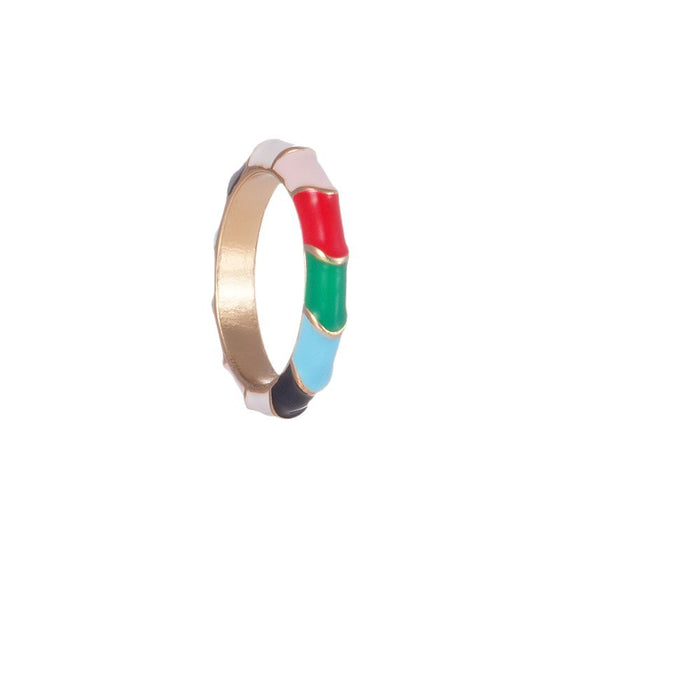 Wholesale Elegant Drip Oil Flower Alloy Ring Light Luxury Fashion Finger Ring Jewelry