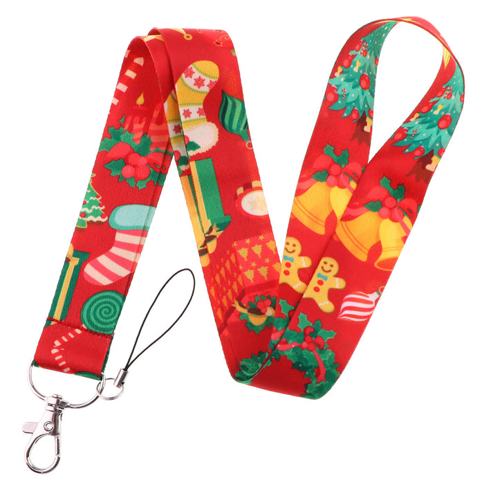 Wholesale 3 pcs  Double-sided printed polyester long rope webbing hard case protective case keychain