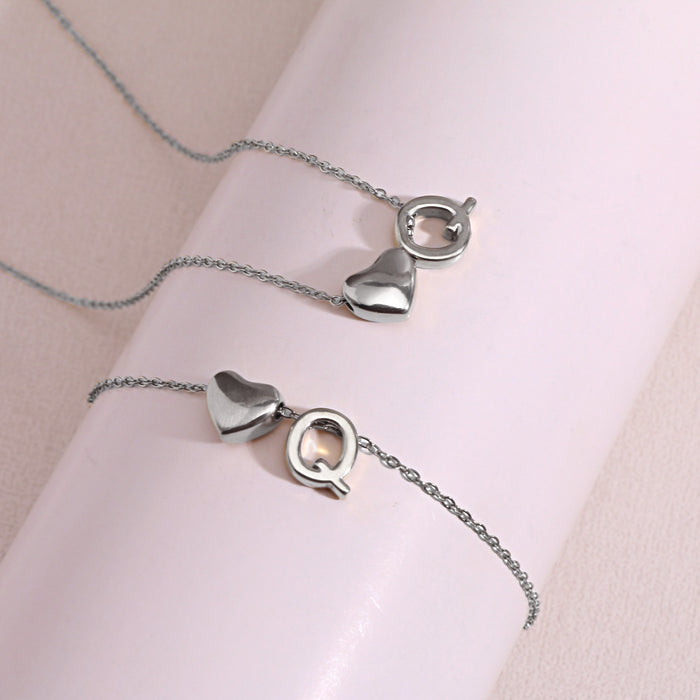 Wholesale Clavicle chain jewelry accessory 26 letter heart pendant titanium steel necklace