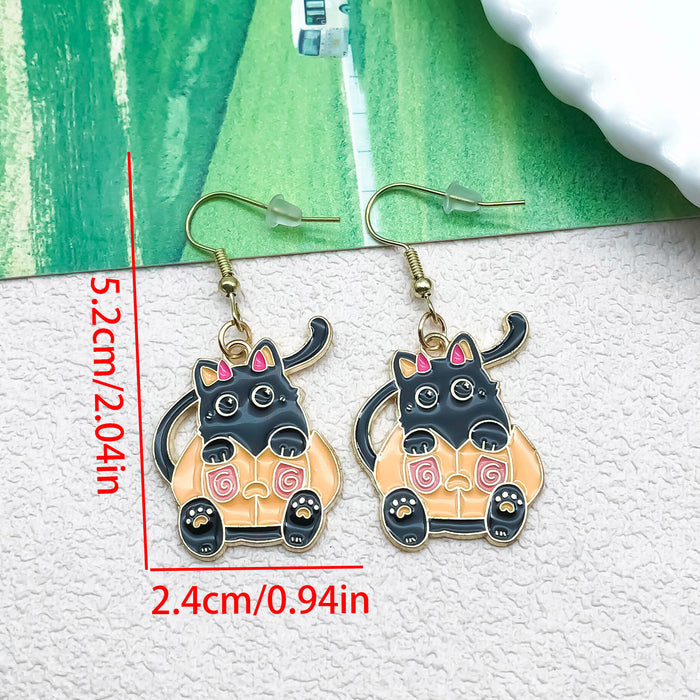 Wholesale Halloween Kitten Alloy Earrings JDC-ES-Oulu007