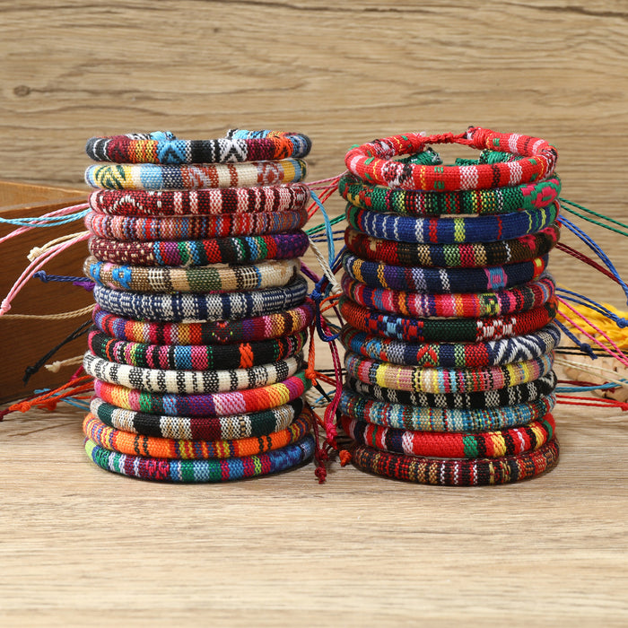 Wholesale Hot Sale Bohemian Ethnic Style Hand-woven Bracelets Colorful Surfing Cloth Bracelets Friendship Bracelets JDC-BT-XH006