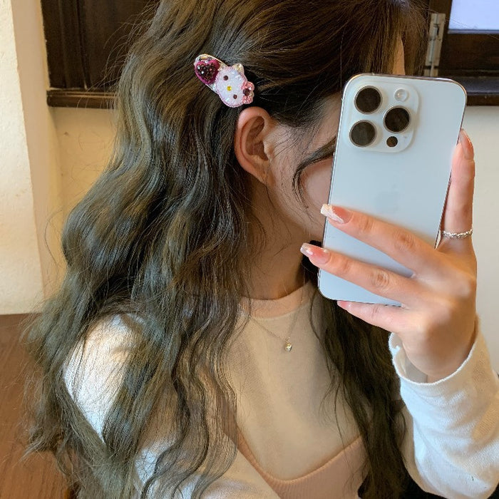 Wholesale Full Diamond Cat Cute Hair Clips for Girl
