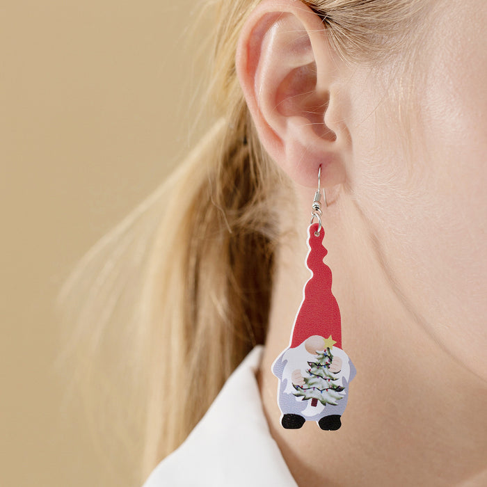 Wholesale Christmas Dwarf Leather Earrings Star Snowflake Holiday Decoration