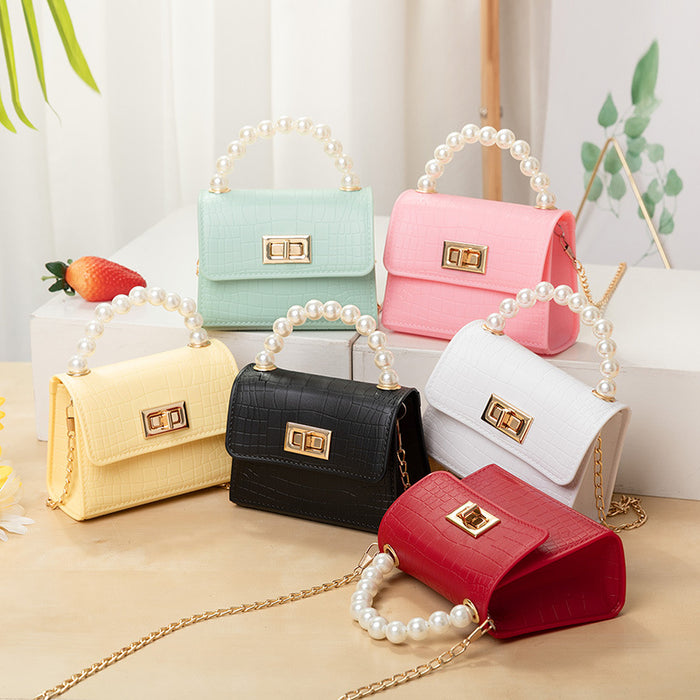 Wholesale Crocodile Pattern Jelly Bag PVC Children's Handbag Coin Purse Wholesale Pearl Crossbody Bag JDC-SD-XJ004