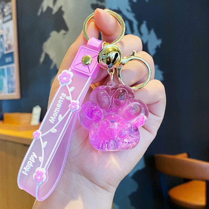 Wholesale Oil-filled Preserved Flower Cat' s Paw Sand Bottle Keychain